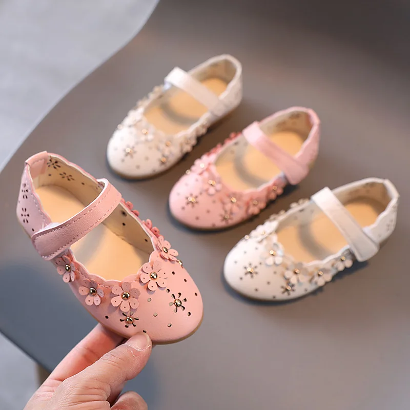 

Бежевые розовые туфли для маленьких девочек, детская обувь на плоской подошве, детская обувь принцессы для весны и лета, детская обувь для д...
