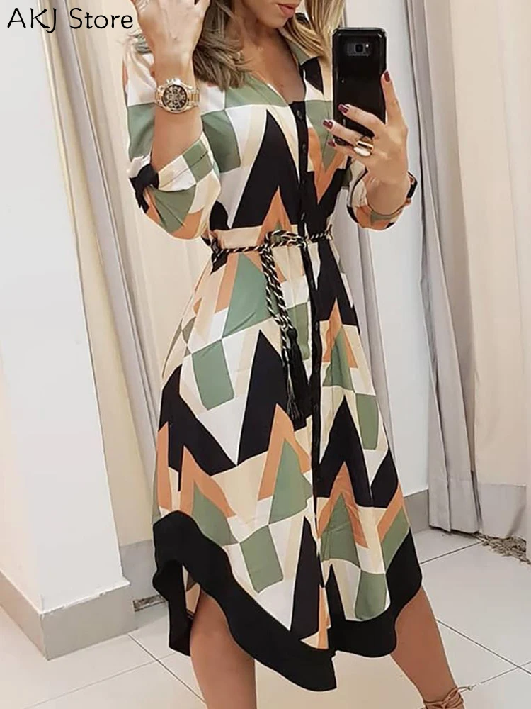 Женское элегантное асимметричное Повседневное платье с геометрическим