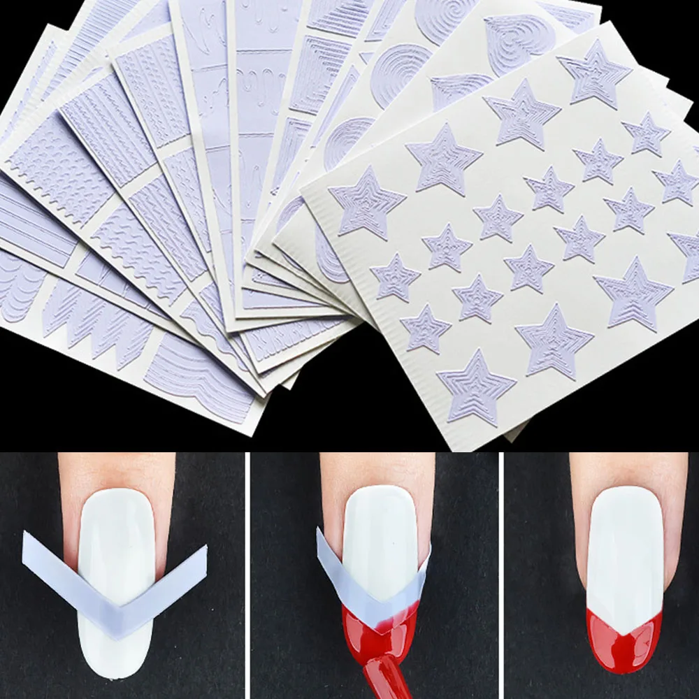 12 шт./компл. трафаретная полоска Vinyls DIY 3D наклейки для ногтей модные