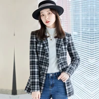 street plaid blazer womens spring and autumn korean style british style design sense casual temperament small tailored suit top