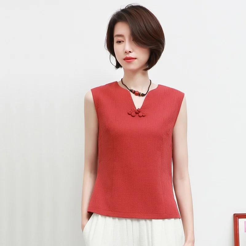 Summer Tank Tops Tanktop Woman Linen Shirt Women Chinese Style Sleeveless Clothing Elegant Ladies TA1831 |