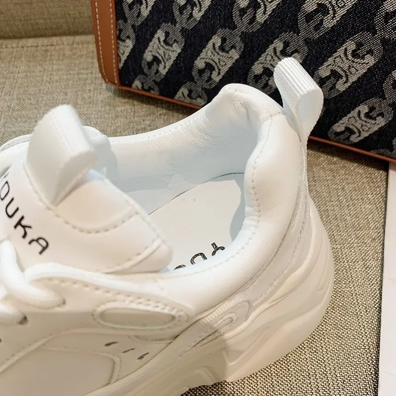 

Black Sneakers Dad Chunky Casual Vulcanized Shoes Woman High Platform Sneakers Lace Up White Sneakers Women 2021 Fashion New