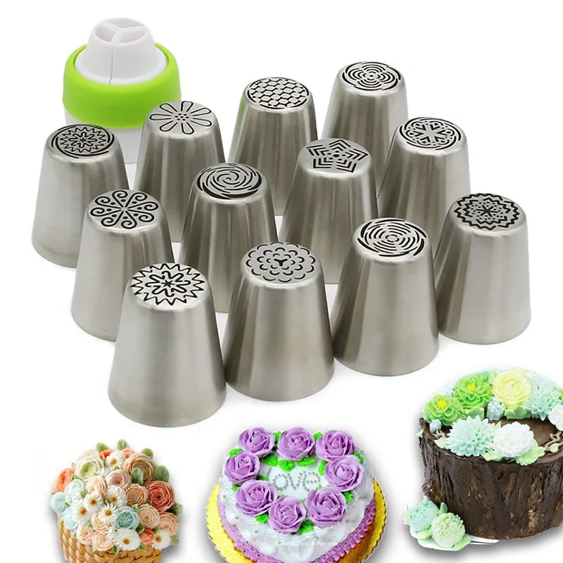

13pcs Baking Pastry Tool Set Cake Tools Stainless Steel Decoration Russian Flower Mouth Cream Icing Nozzles Pastry Decorate
