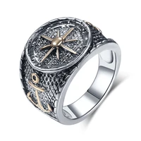 megin d vintage personality silver planting captain compass alloy rings for men women couple family friend fashion gift jewelry