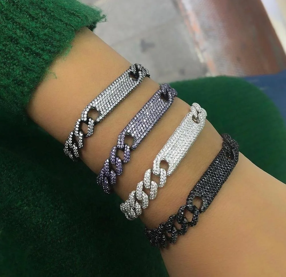 2021 высококачественный хип-хоп микро-паве cz Майами кубинская цепочка bar charm