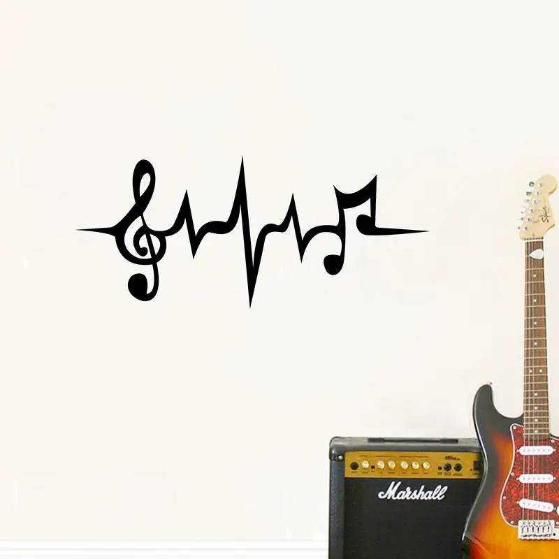 Наклейка на стену с изображением сердцебиения стикер рисунком музыкальной ноты