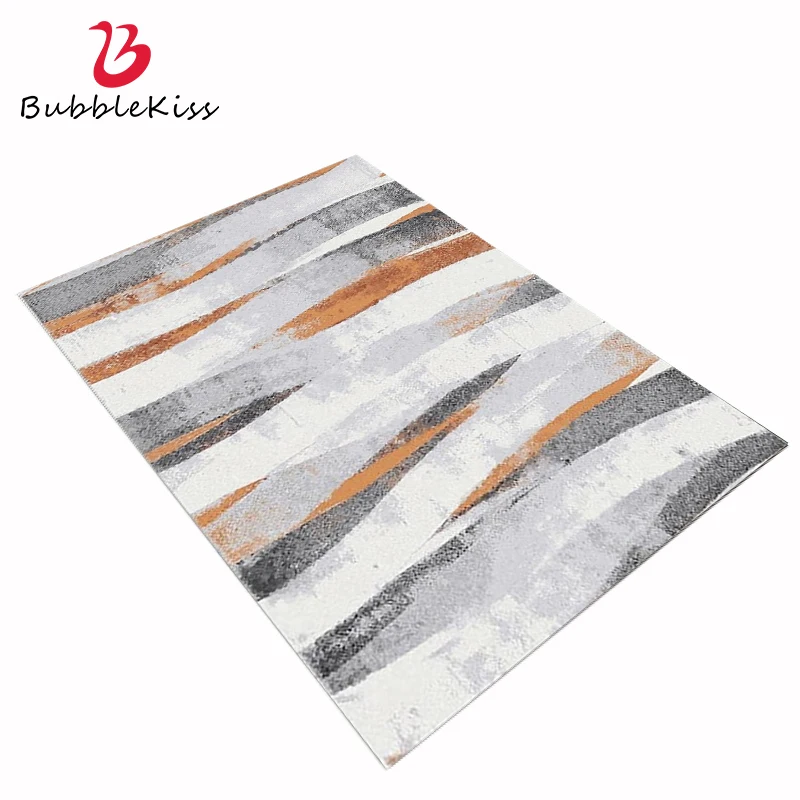 Bubble Kiss Abstract Carpet For Living Room Creative Orange Gray Striped Pattern Home Decoration Teenager Bedroom Floor Rugs