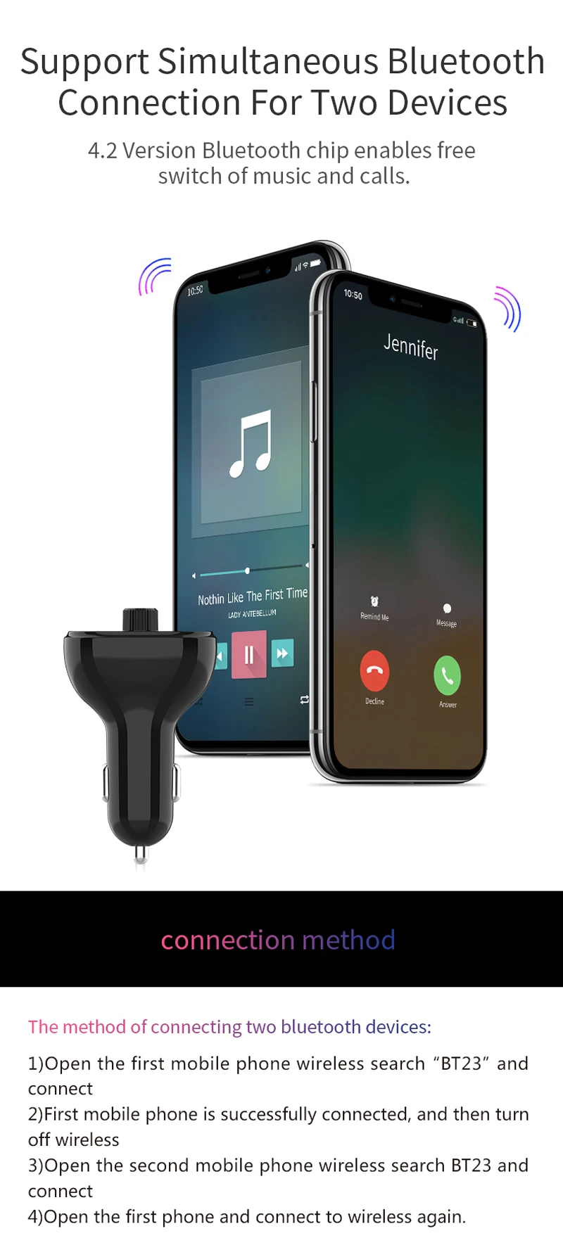 Автомобильный MP3-плеер FM Bluetooth передатчик модулятор автомобильное зарядное устройство двойной USB mp3 автомобильный передатчик FM AUX модулятор аудио плеер