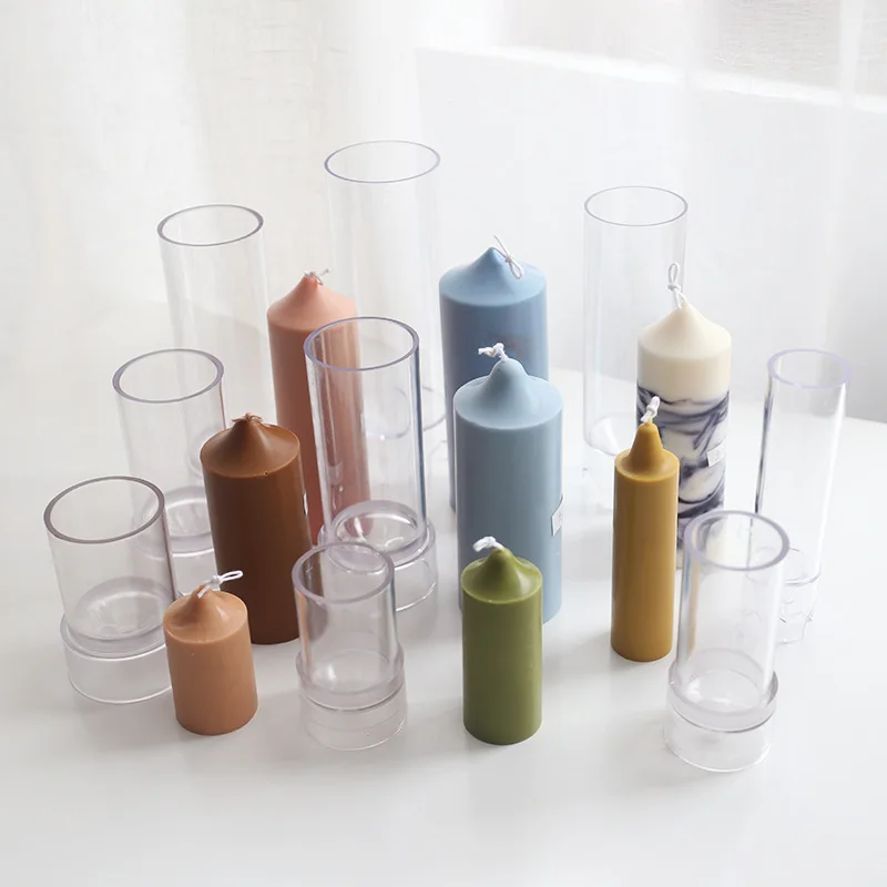 

Conjoined Spire Cylindrical Candle Mold Acrylic Silicone Mould DIY Scented Candle Making Easy To Demold Party Wedding Decor