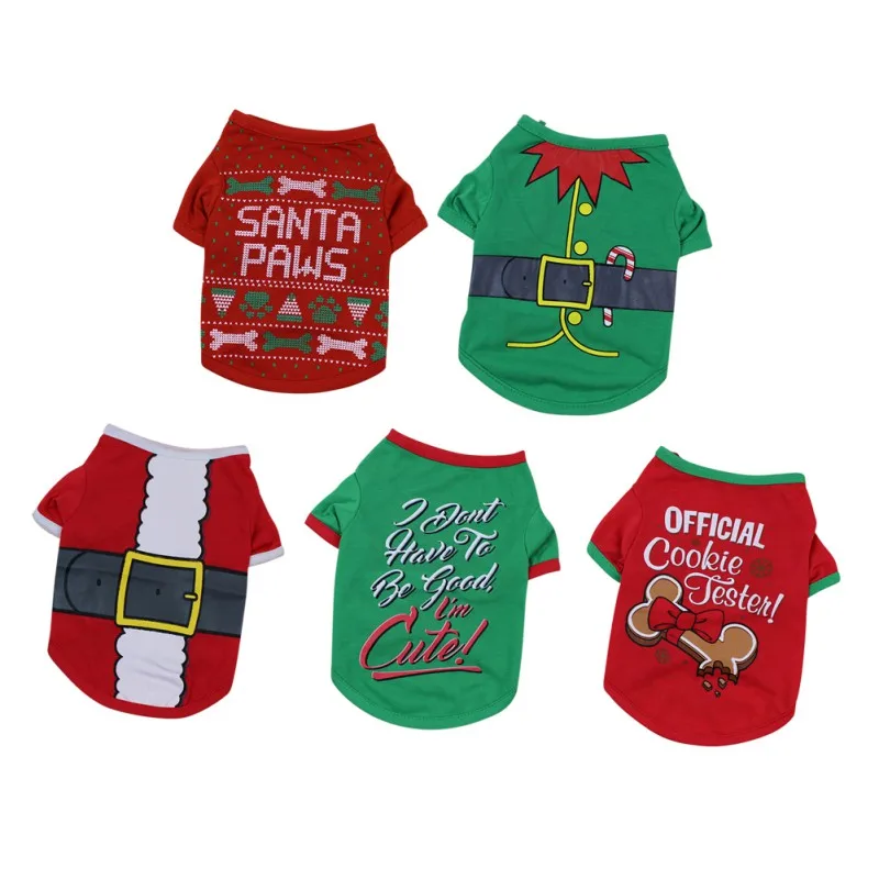 

XS-L Dog Clothes Winter Warm Pet Dog Jacket Cute Fashion Christmas Printing Dogs Cats Coat Puppy Cotton T Shirts Pet Clothing