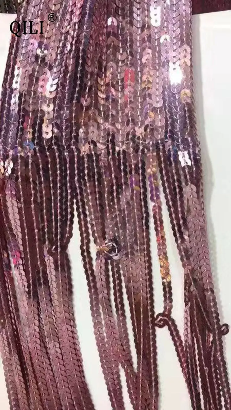 QILI Женская юбка карандаш с блестками и кисточками натуральная Талия боковая