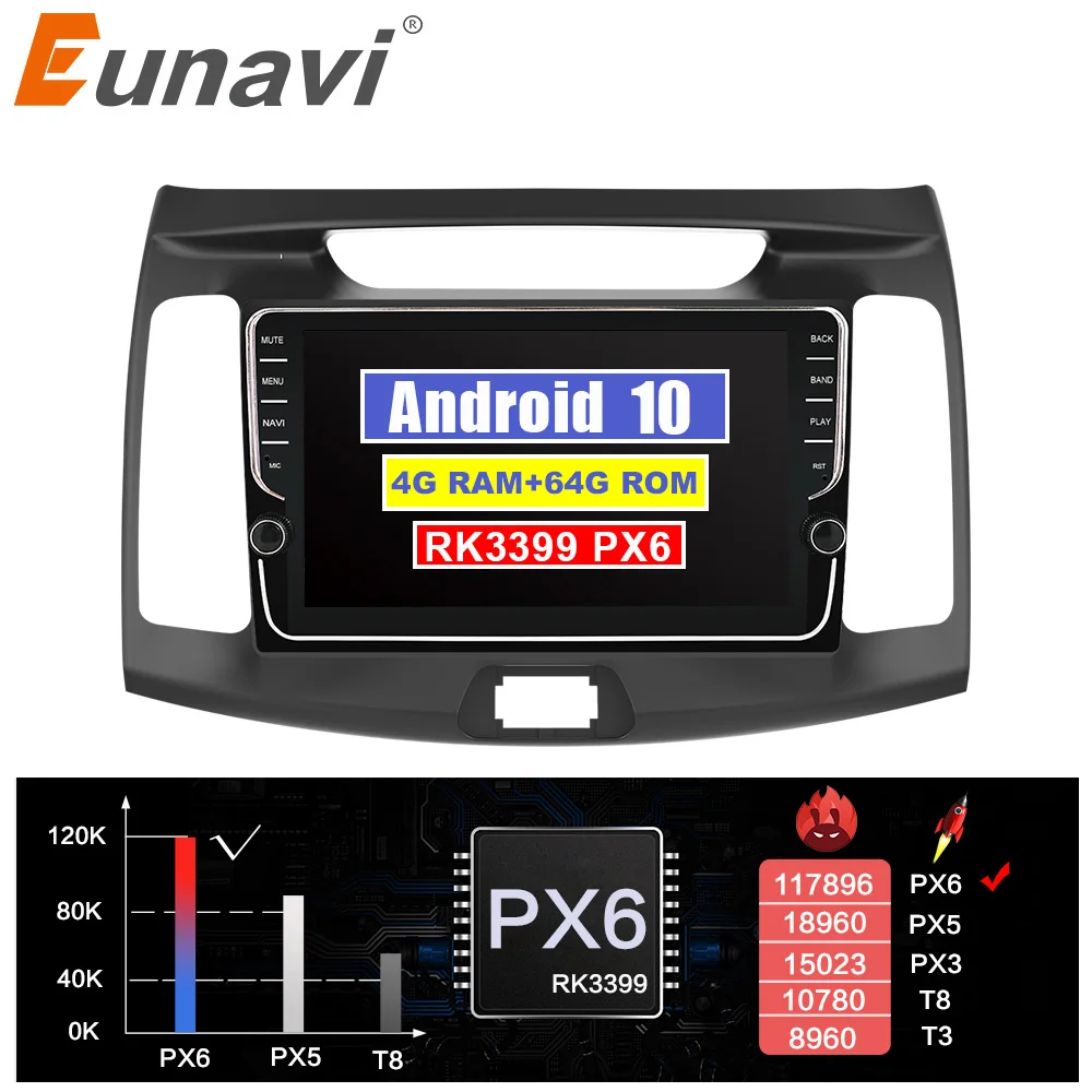 Eunavi Android 10 система автомобиля Радио стерео Мультимедийный плеер для Hyundai elantra 2011