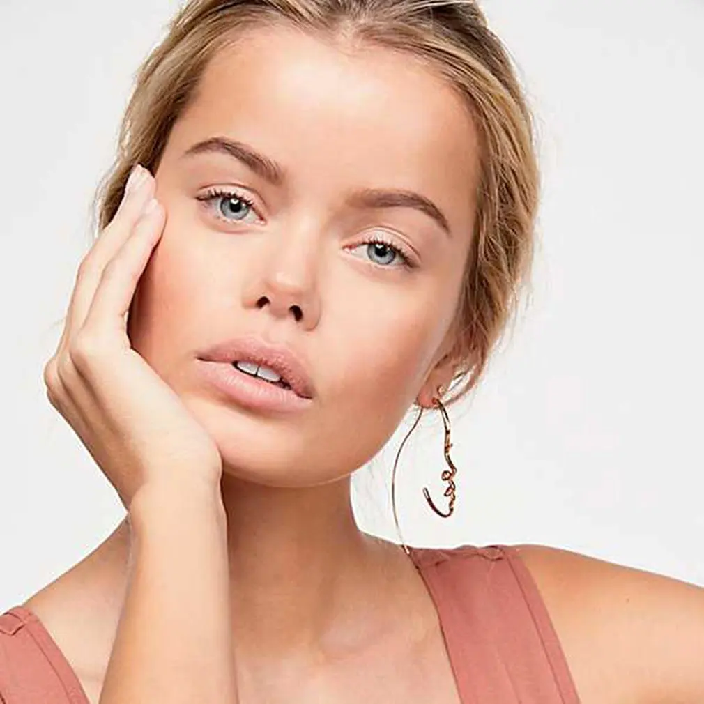 Модные простые золотые шелковые серьги с портретом индивидуальные Крючки для