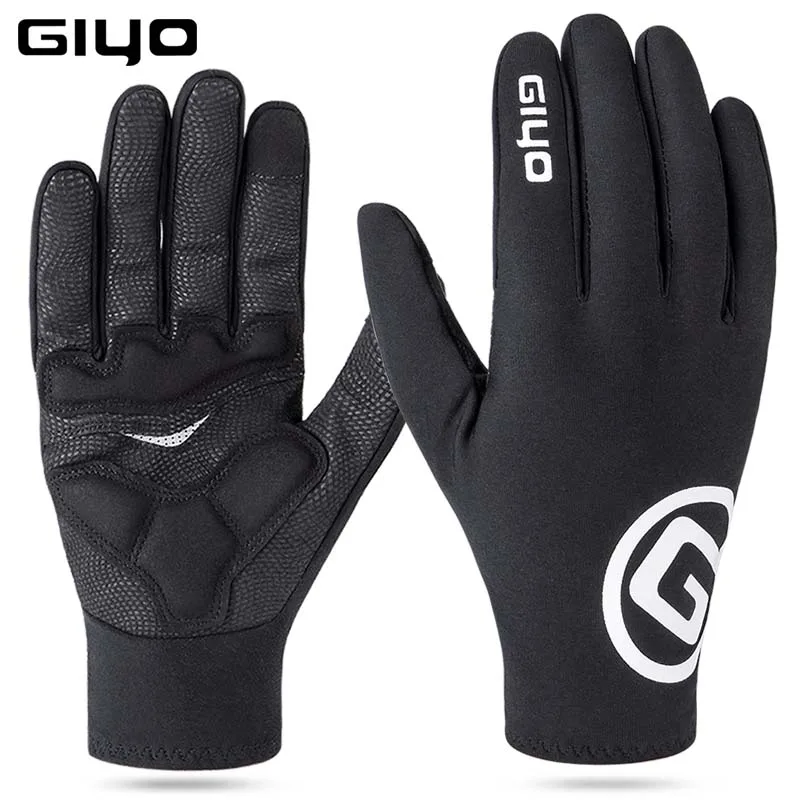GIYO Winter Gloves Padded Fleece Cycling Motorcycle MTB Bike Gloves Bicycle Full Finger Touch Screen Gloves Water Resistant