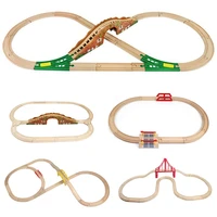 wood train track set wooden railway tracks assembled combination toys beech wood track car educational toys for kids