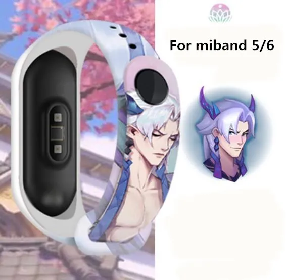 Браслет на запястье для Xiaomi Mi Band 5 6 силиконовый браслет с изображением лисы -