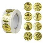 Наклейки рождественские, круглые, 1 дюйм, 500 шт.рулон