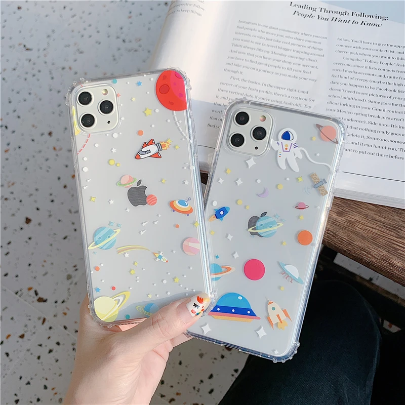 Мультяшный противоударный чехол для телефона с изображением звездного неба