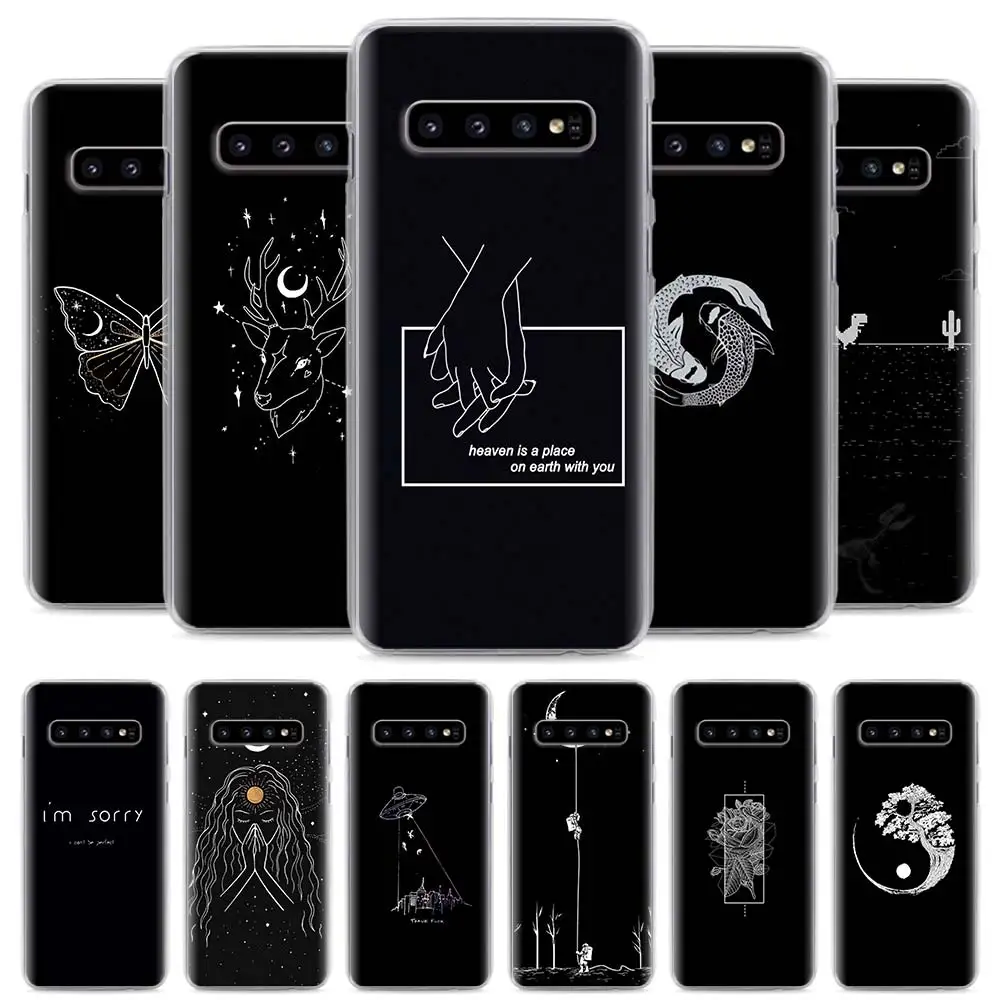 Черный фон с мелким рисунком чехлы для телефонов Samsung Galaxy S20 Ultra S10 S10e S8 S9 Plus S7 Edge Note