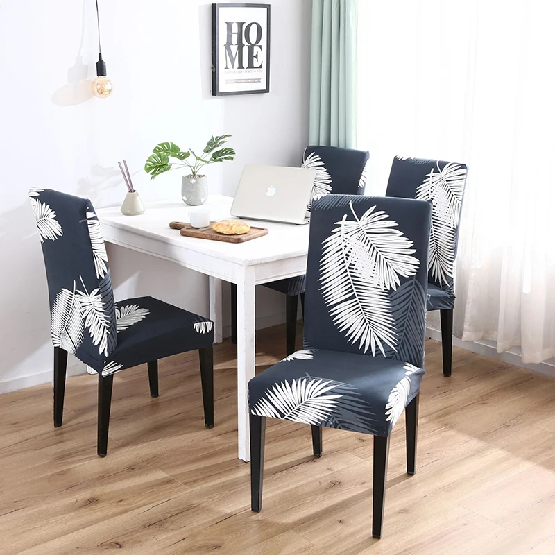 

Dining Room Chair Covers Print Elastic Seat Covers Anti-dirty Spandex Seat Slipcovers Case Home Banquet Wedding Restaurant