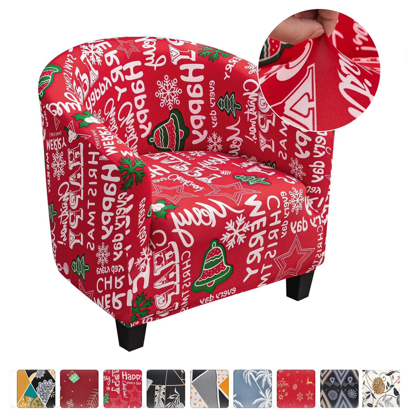

Эластичный чехол для кресла в ванну с рождественским принтом, эластичный чехол для дивана в гостиную, защитный чехол для кресла на одно сиде...