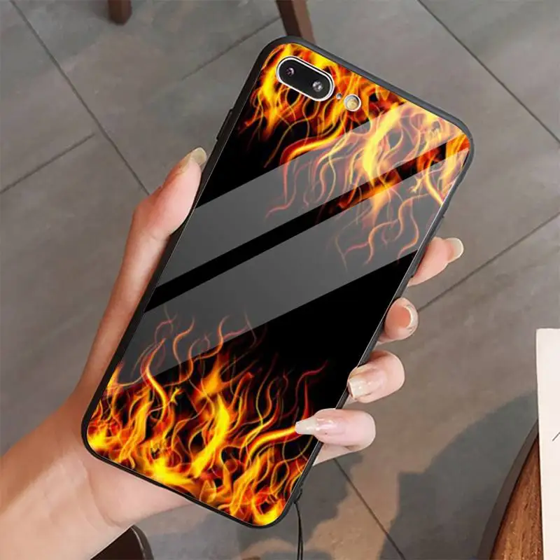 

Flame pattern Phone Case Tempered glass For iphone 5C 6 6S 7 8 plus X XS XR 11 PRO MAX