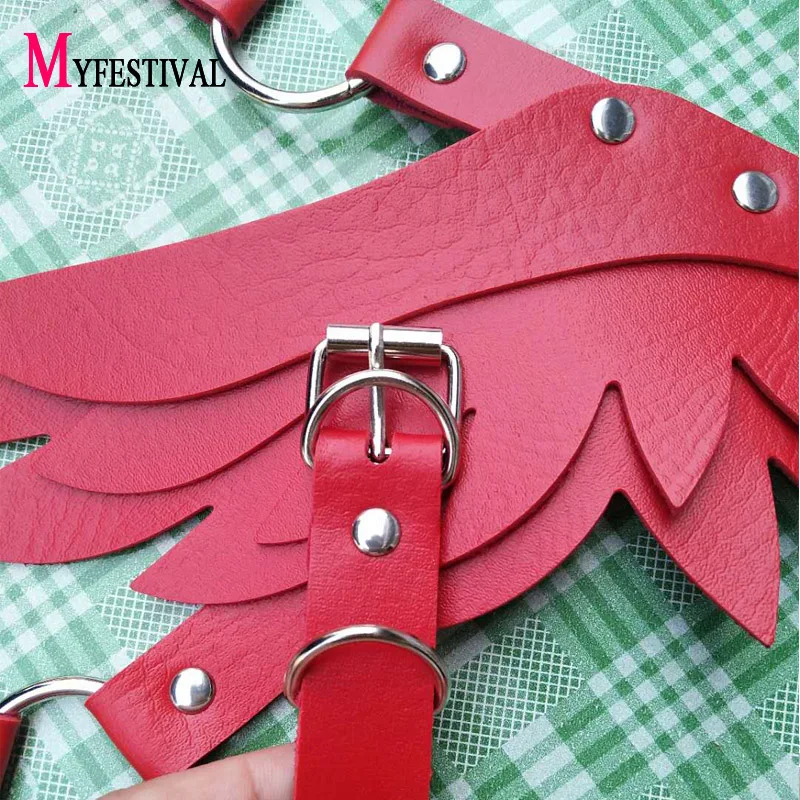 

Sexy Leather Wings Harness Cage Bra Crop Top Body Belt Fetish Harness Lingerie Chest Bondage Shoulder Strap Belt Cosplay Costume