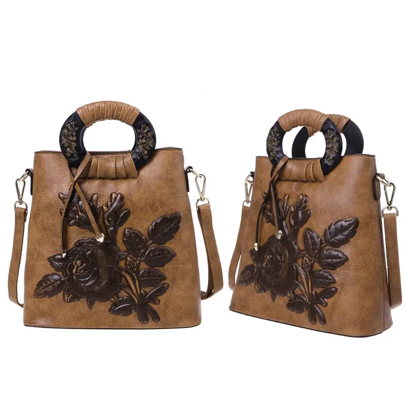 

Women Flower Handbag Leather Ladies Tote Crossbody Shoulder Bag Purse Satchel Top Handle Bags G5AE