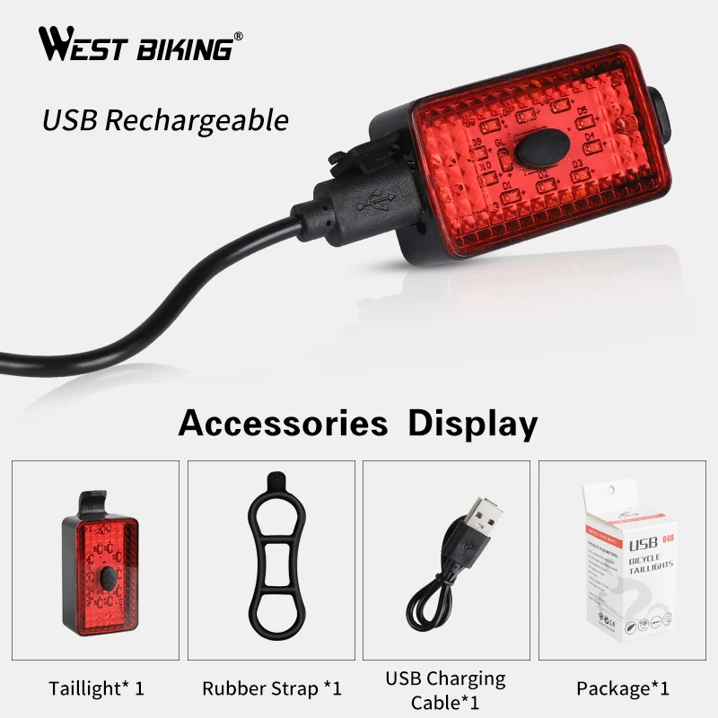 

Mini Bicycle Lights Safety Warning Cycling Rear Flashlight Bike Taillight Waterproof Led USB Chargeable Mountain Bike Tail-lamp