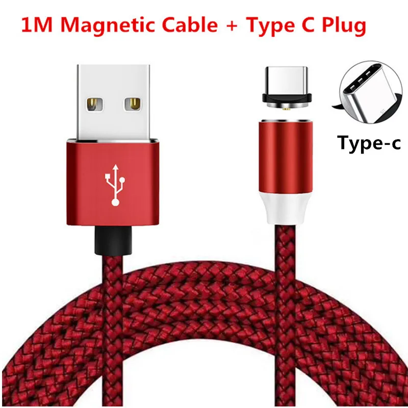 For Type C Red Быстрое зарядное устройство для передачи данных Магнитный usb-кабель для samsung galaxy S8 S9 S10 плюс S6 S7 Edge Plus S4 S3 S5 S2 S10E Note 8 9 5 4 3 - Цвет: For Type C Red