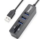 Концентратор USB 2.0, разветвитель 3, 6 портов, Кардридер для TF, SD карт, устройство 