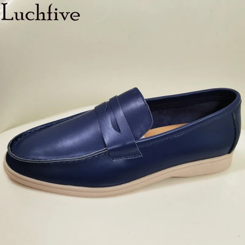 

Туфли женские прогулочные из натуральной кожи, лоферы, резиновая подошва, круглый носок, без застежки, удобная повседневная обувь для вожде...