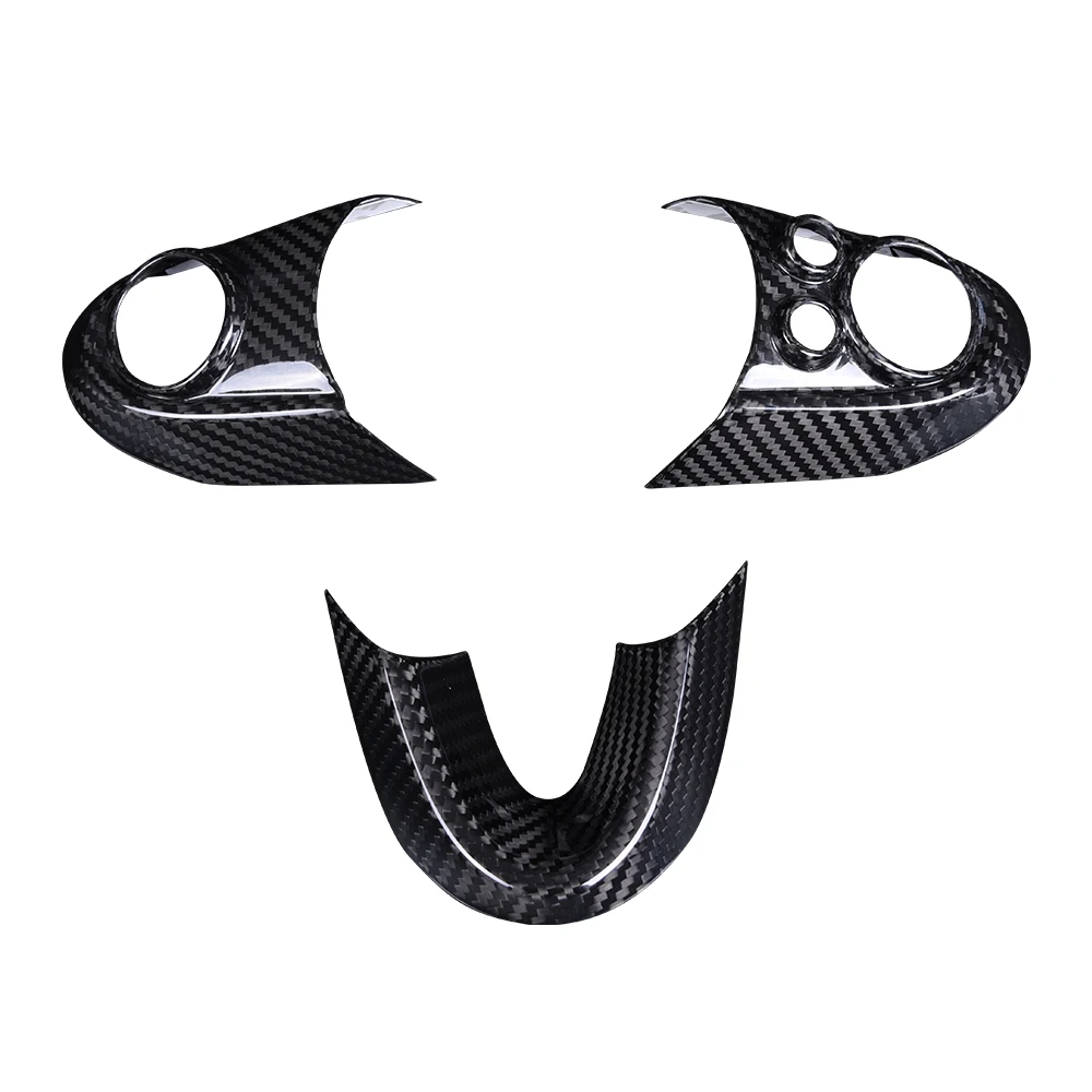 

For MINI COOPER F54F55F56F57F60 Real Carbon Fiber Interior Accessories Car Steering Wheel Buttons Airbag Cover Sticker