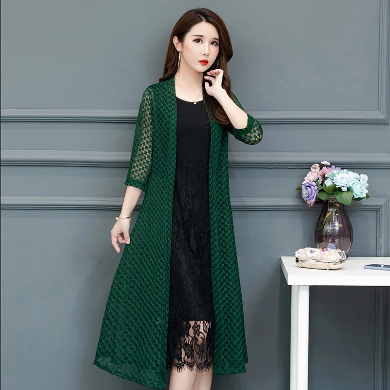 Женский длинный вязаный кардиган свитер с вырезами размеры до 5XL весна лето 2020| |