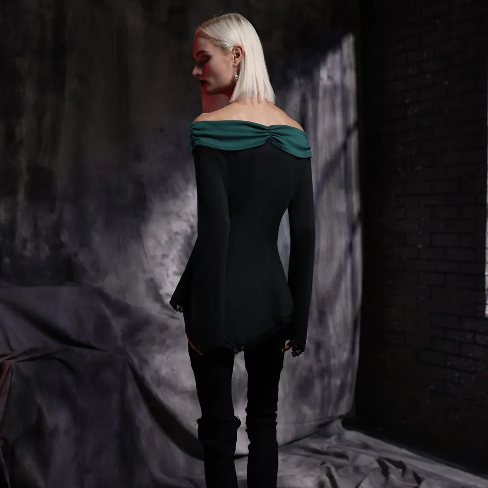 Блузка женская демисезонвечерние с открытыми плечами длинным рукавом и