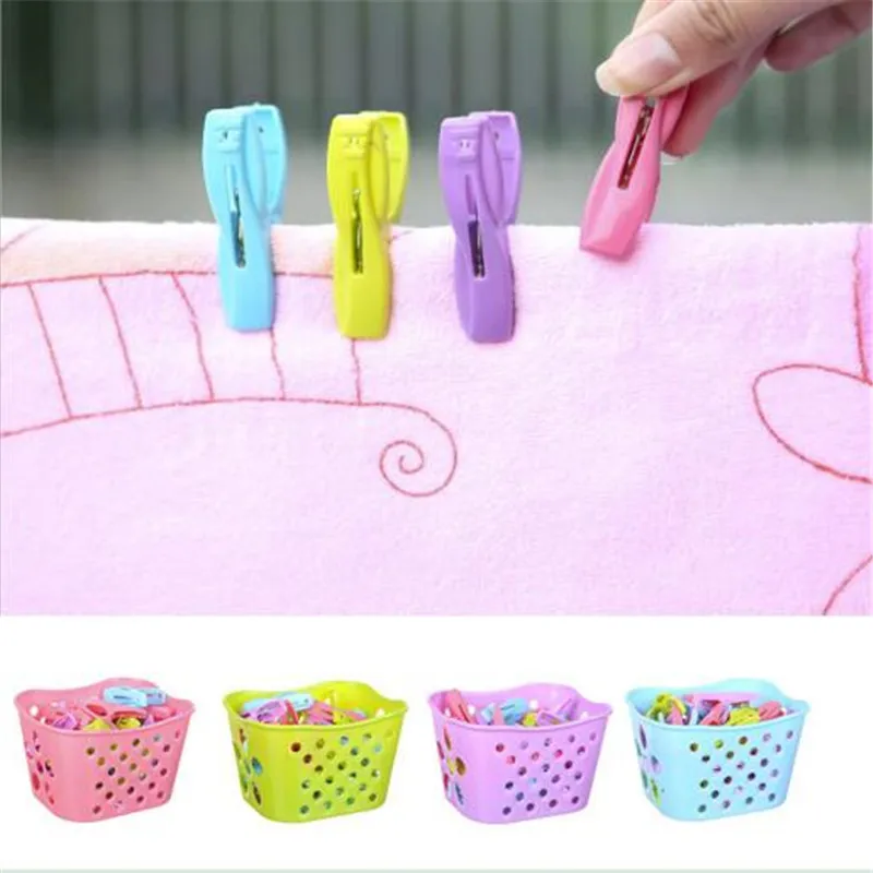 

30PCS Plastic Laundry Clothespins Decorative Clothes Pegs Clothespin Storage Organizer Towel Washing Clips Large With Basket