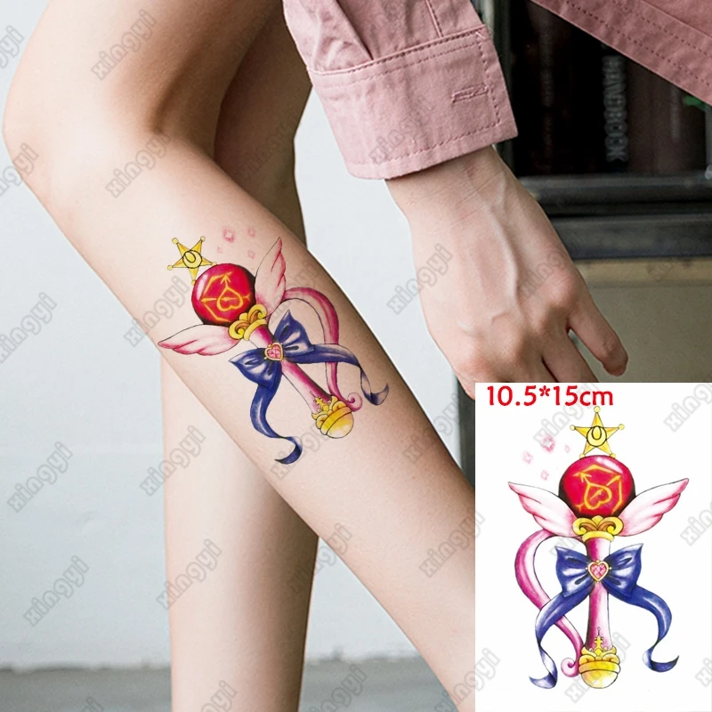 Водостойкая временная татуировка наклейка с бантом и крыльями флэш-татуировки