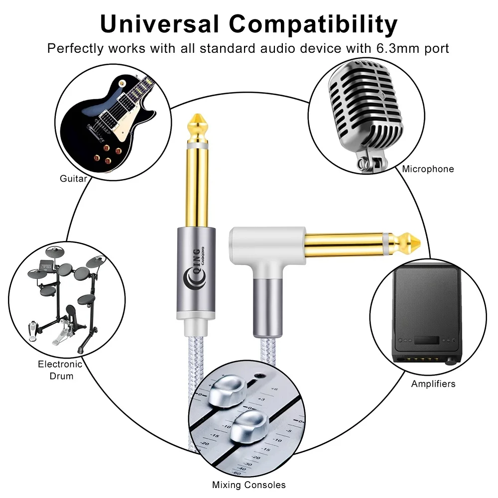 gitarre kabel 65mm jack audio kabel nylon geflochtene 635 gitarre instrument kabel für elektrische gitarre mixer verstärker 635mm kabel f