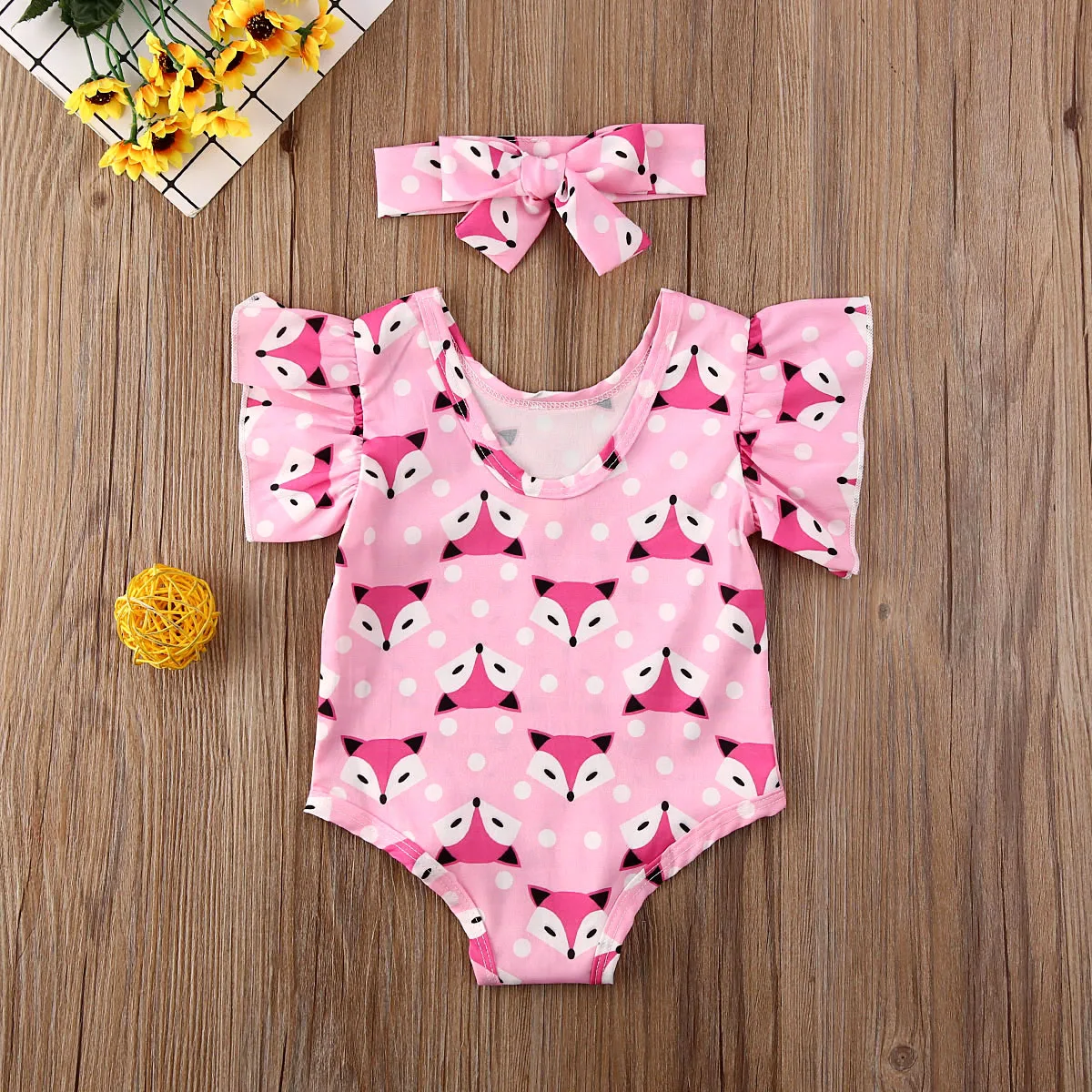 Комбинезон для новорожденных с коротким рукавом и лисой | Мать ребенок