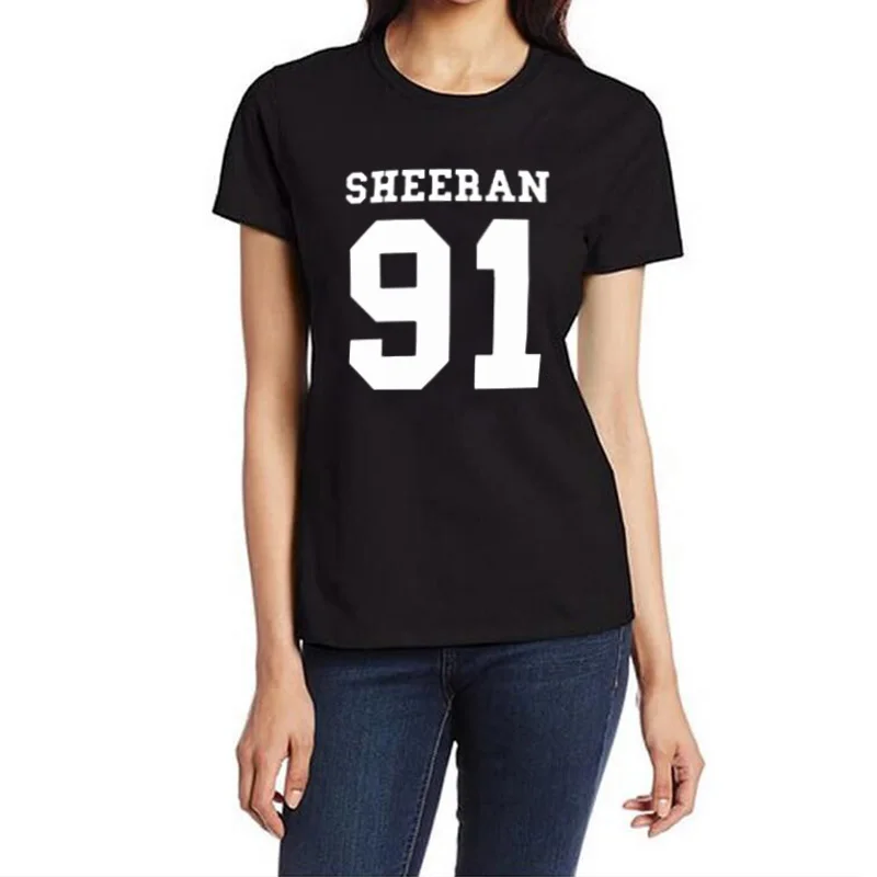 

Black White Camisetas Mujer Sheeran 91 ED Sheeran Music Tour Funny T Shirt Women Tops Punk Hip Hop T-shirt