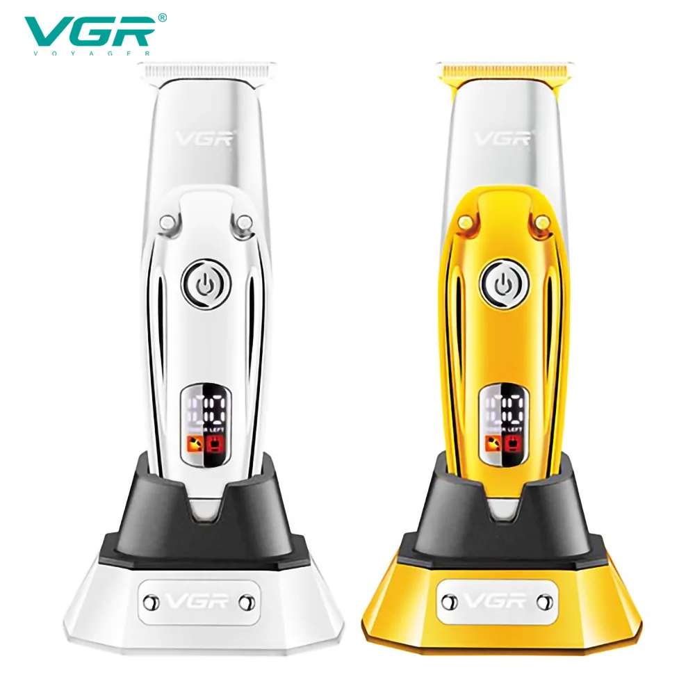 VGR 277 Hair Clipper Personal Care Barber New Trimmer For Men Full Metal LED Liquid Crystal Display Charging Base Push VGR V277