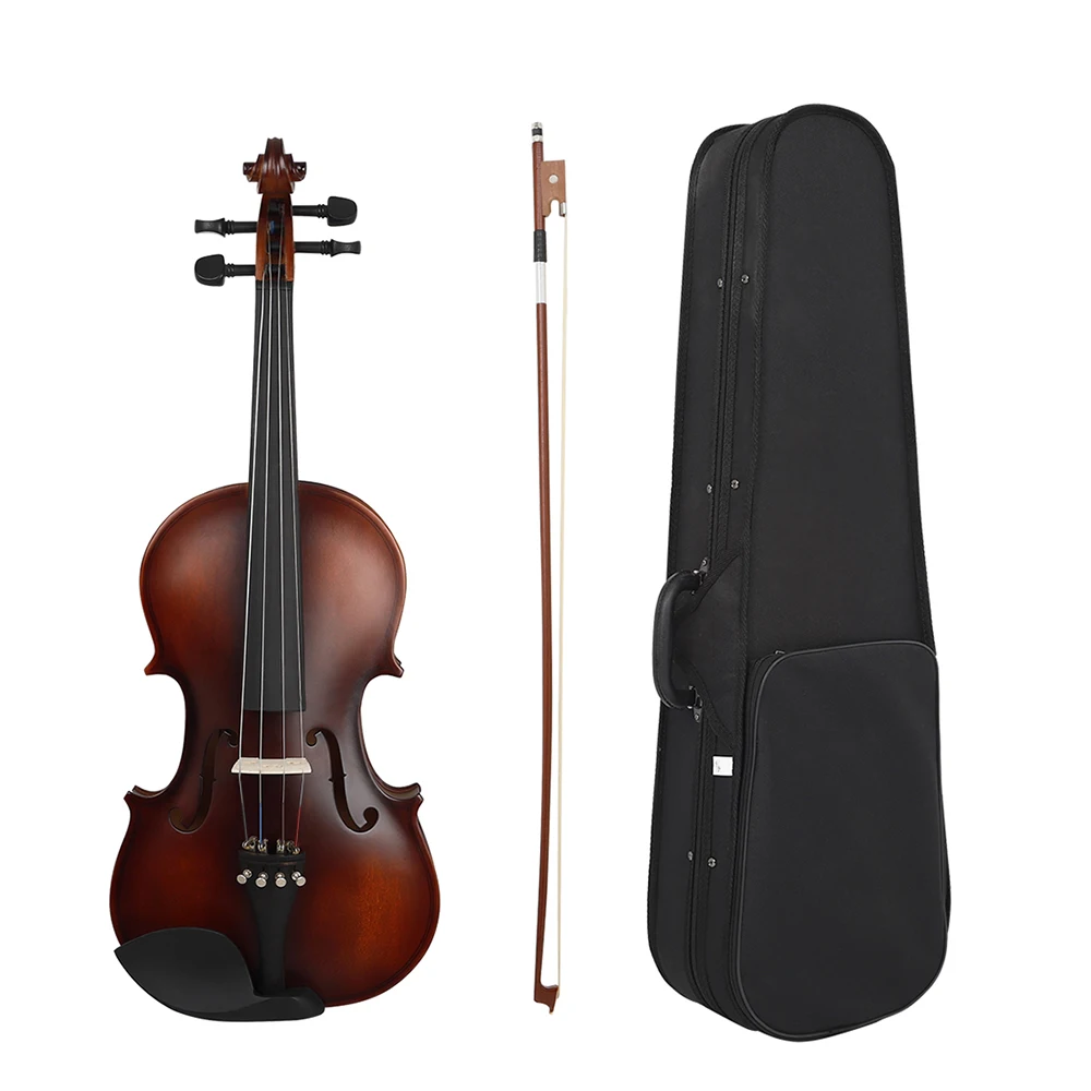 

Muslady AV-590 4/4 Violin Basswood Body Head Ebony Fingerboard Peg Chin Rest Tailpiece Violin for Beginner with Bow Storage Case