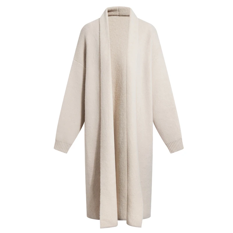 RealShe длинный женский кардиган с отворотом рукав осенние свитера для женщин