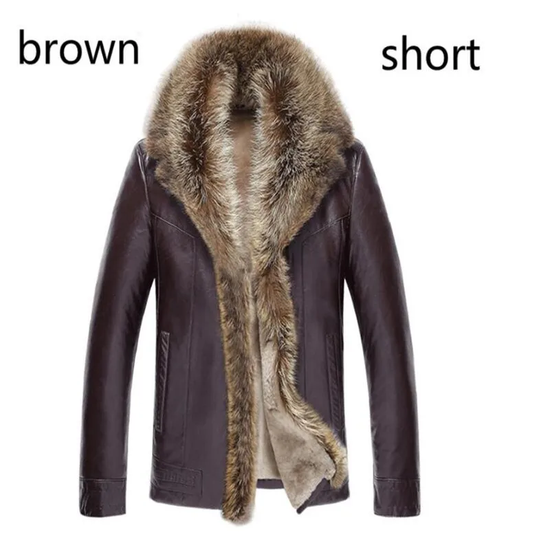 

Nice Winter Pop Men Lambswool Leather Jacket Genuine Leather Coats Thicken Fur Animal Collar Jaqueta Masculino Plus Size M-5XL