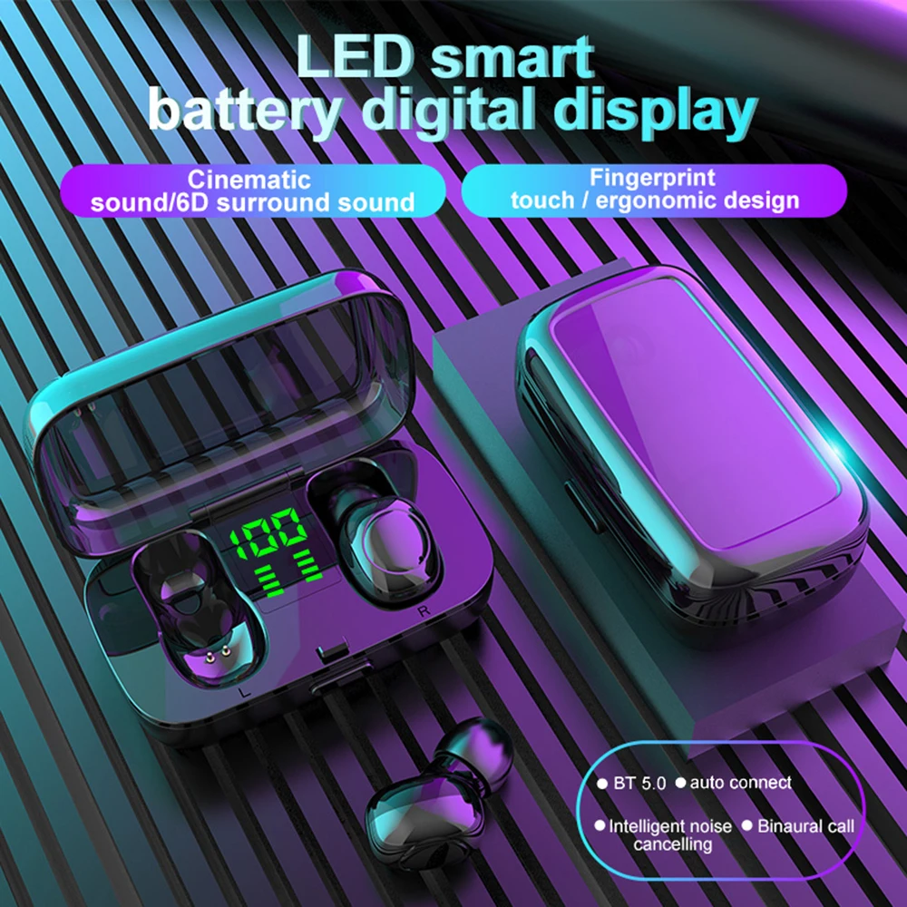 TWS 6D объемные стереонаушники IPX6 водонепроницаемые наушники беспроводная BT