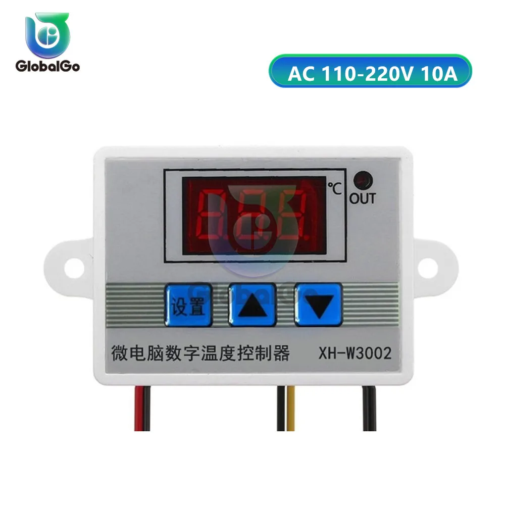 W3002 10A 220V XH W3001 W3002 W3230 Температура контроллер 12V 24V 220V цифровой светодиодный термометр термо контроллер датчик переключения максимум 10 А NTC10K - Цвет: W3002 10A 220V