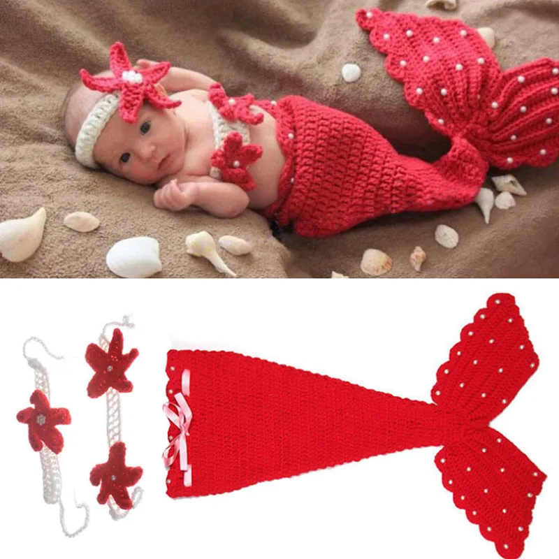 

newborn photography props crochet baby clothes boy accessories girl boys clothing mermaid infant costume crotheted outfit
