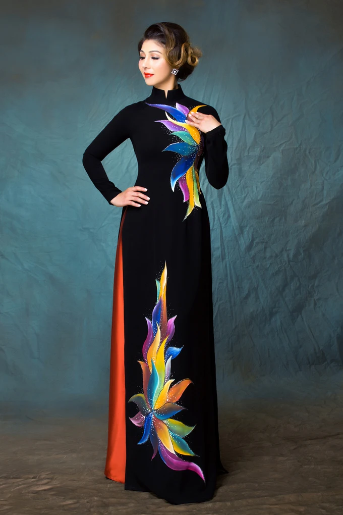 Традиционное вьетнамское платье Ципао черная юбка из двух предметов ретро-юбка