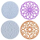 Сделай сам с украшением в виде кристаллов силиконовая форма с изображением цветка мандалы пусковой площадки побережье круглая изоляционная прокладка лоток плесень УФ Смола литейные формы дома декабря искусства