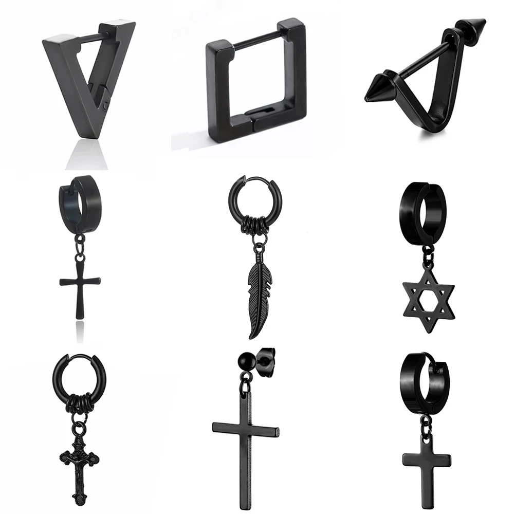 Серьги-гвоздики из нержавеющей титановой стали в стиле панк для мужчин и женщин |